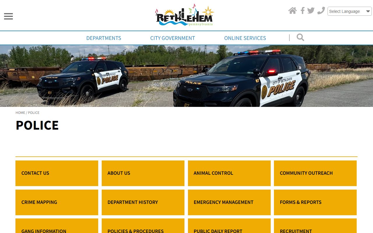 Bethlehem Police Department official page for police blotter records and public safety