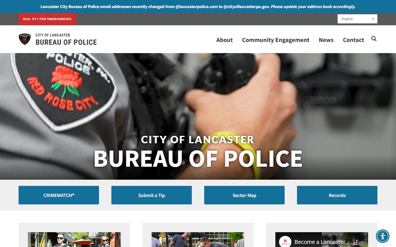 Lancaster City Bureau of Police official website for police blotter and public safety records