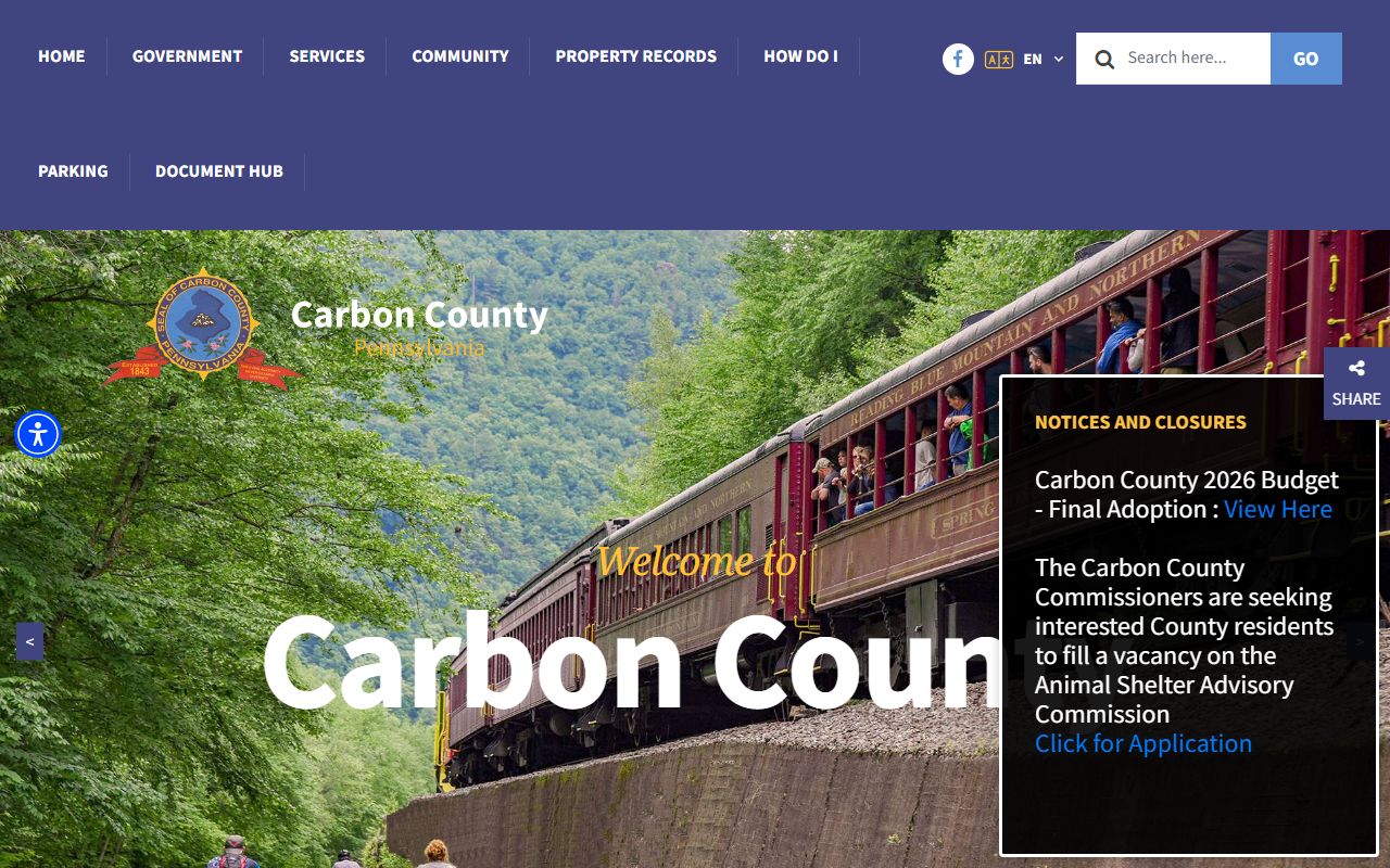 Carbon County Sheriff Office website for police blotter records and public records