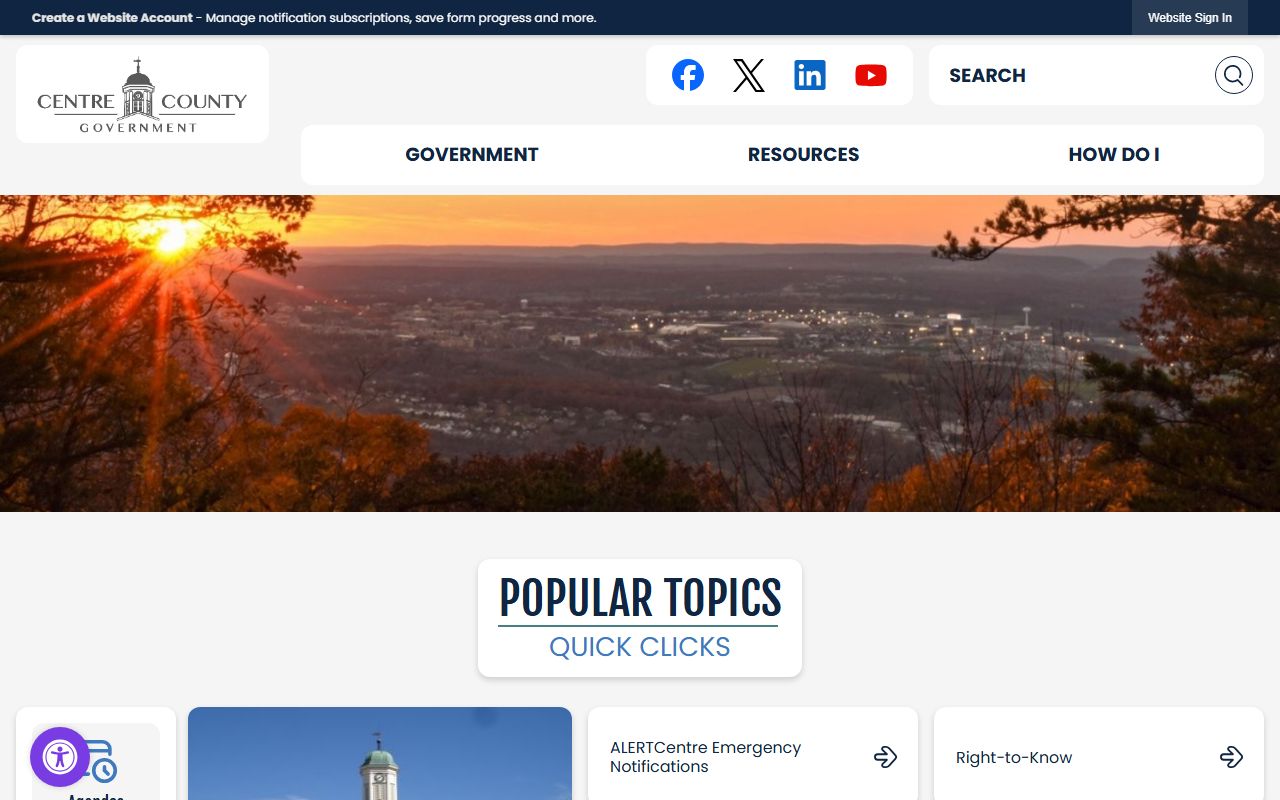 Centre County Sheriff Office website for police blotter and public records access