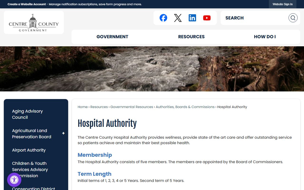 Centre County Sheriff services page for police blotter and law enforcement records