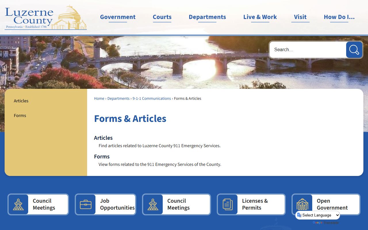 Luzerne County Sheriff Sale page for law enforcement records and public notices