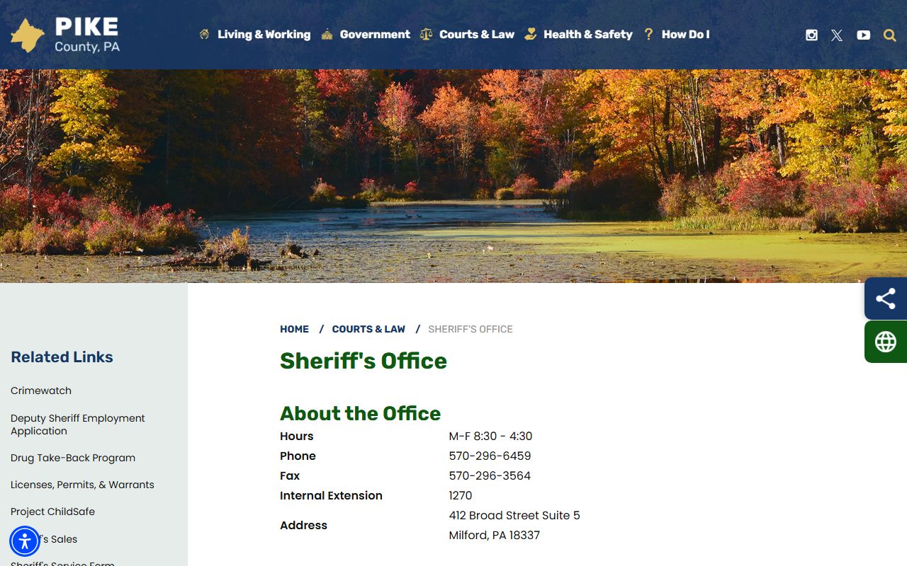 Pike County Sheriff Office page for police blotter records and law enforcement services