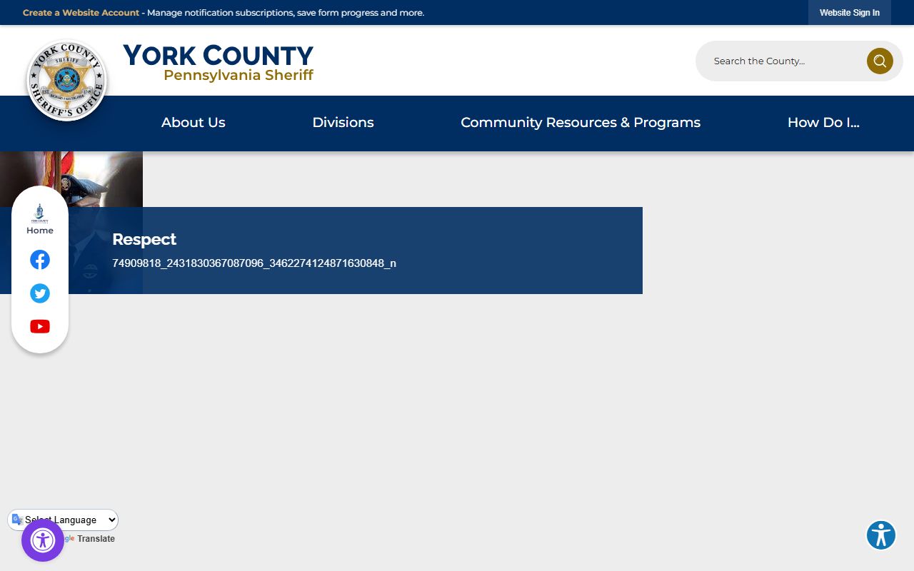 York County Sheriff Office page for police blotter records and law enforcement services